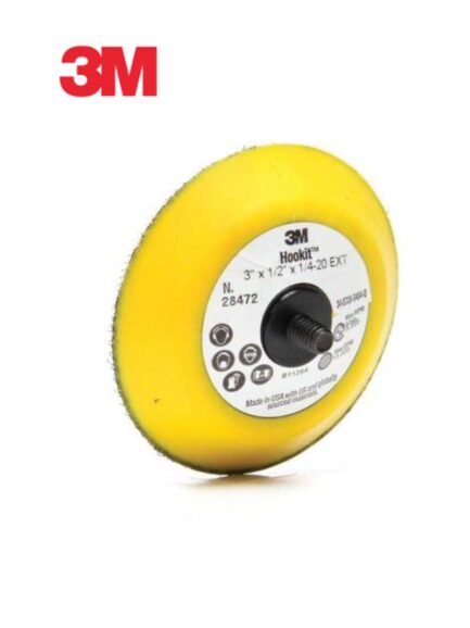 3M™ 28472 Regular Disc Pad, 3 in Dia, 1/4 in - 20 TPI Arbor, Hook and Loop Attachment