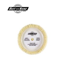 BUFF and SHINE 7503G Buffing Grip Pad, 7-1/2 in Dia, Hook and Loop Attachment, 100% Twisted Wool Pad, Natural