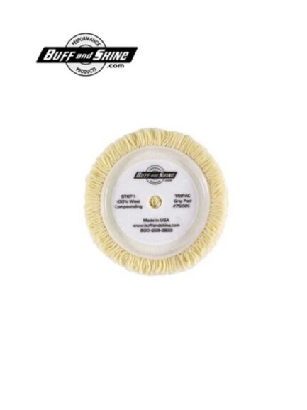 BUFF and SHINE 7503G Buffing Grip Pad, 7-1/2 in Dia, Hook and Loop Attachment, 100% Twisted Wool Pad, Natural