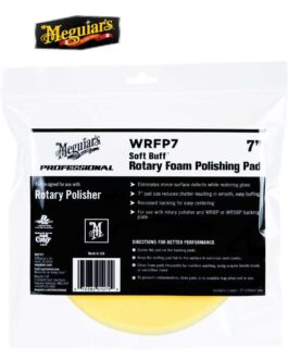Meguiar's® Soft Buff™ WRFP7 Rotary Polishing Pad, 7 in Dia, Hook and Loop Attachment, Foam Pad, Yellow