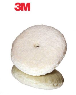 Perfect-It™ 05753 Double-Sided Compound Pad, 9 in Dia, Quick Connect Attachment, Wool Pad, White