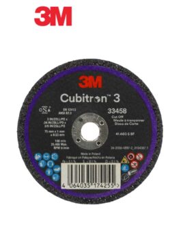 3M™ Cubitron™ 3 Cut-Off Wheel 33458, 75 mm x 1 mm x 9.53 mm, 5 EA/PK, 6 PK/CS