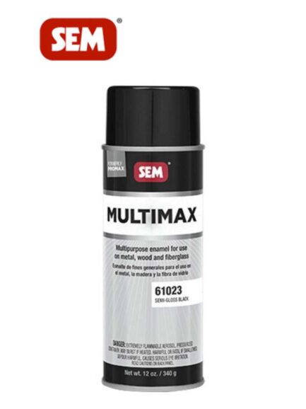 SEM® MULTIMAX™ 61023 Enamel Paint, 12 oz Aerosol Can, Semi-Gloss Black, 5 to 10 min Curing, 70 deg F