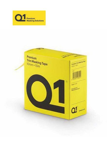 Q1® TT01 Premium Self-Adhesive Trim Masking Tape, 10 m, 10 mm THK, Sun Yellow