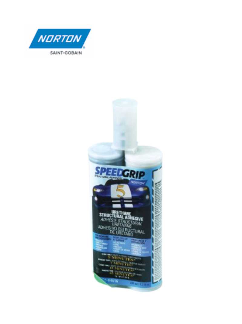 Norton® SPEEDGRIP™ 04616 Structural Adhesive, 220 mL, Liquid, Black, 1.288 at 70 deg F, 7 min Application