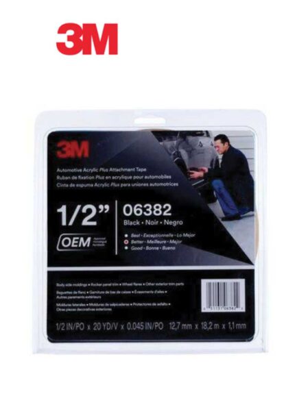 3M™ 06382 Automotive Attachment Tape, 20 yd x 1/2 in, 0.045 in THK, Black