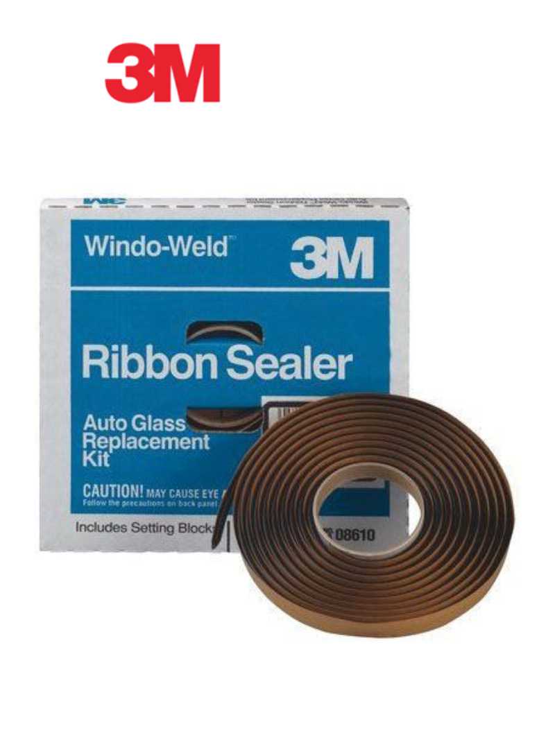 3M™ Windo-Weld™ 08610 Round Ribbon Sealer, 1/4 in x 15 ft Roll, Paste, Black