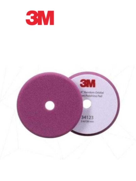3M™ Perfect-It™ 34123 Random Orbital Polishing Pad, 5 in Dia, Fine, Hook and Loop Attachment, Foam Pad, Purple