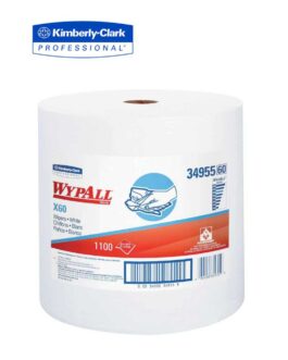 WypAll® 34955 X60 Series Jumbo Roll Cloth, 12.4 x 13.4 in, 1100, Hydroknit, White, 1 Plys